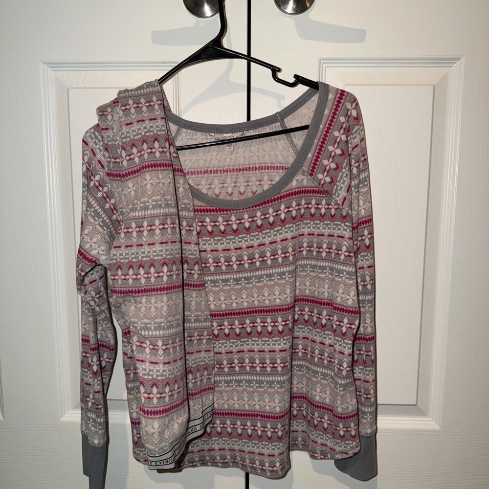 Victoria's Secret Gray and Pink thermal pajamas